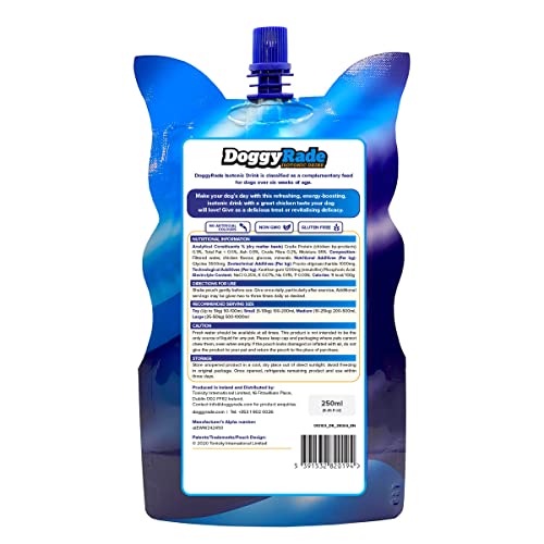 DoggyRade – Deliciosa Bebida isotónica para Perros con prebióticos, electrolitos y aminoácidos, ¡Mucho más Que Agua! (250mlx10)