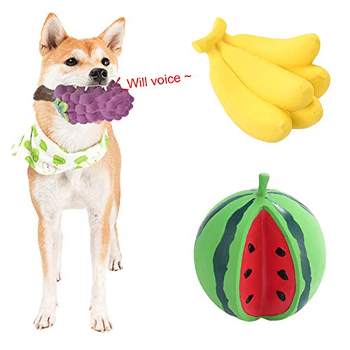 Dontdo Fruit Latex Masticar Juguetes Resistente a la mordedura Dentición Suministros para mascotas Linda Uva Plátano Sandía Perro Cachorro Dientes de Mascota Sonda Masticar Juguete