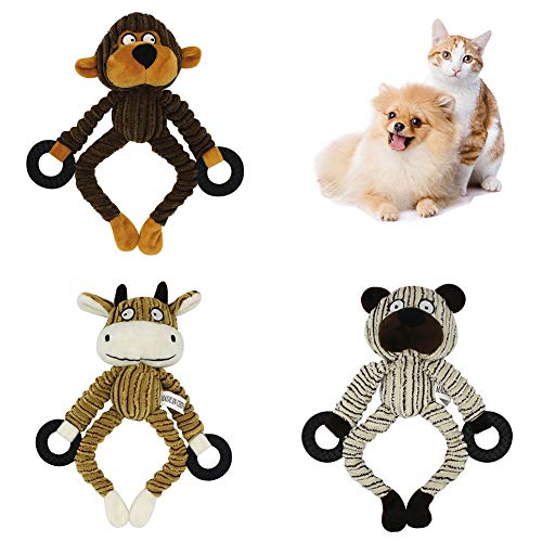 dontdo Juguete de peluche para perros y gatos que muerden y hacen ruido para mascotas, perros, gatos, lindo osito de ganado, mono de peluche, juguete de mordida interactiva, juguete de ganado