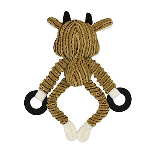 dontdo Juguete de peluche para perros y gatos que muerden y hacen ruido para mascotas, perros, gatos, lindo osito de ganado, mono de peluche, juguete de mordida interactiva, juguete de ganado