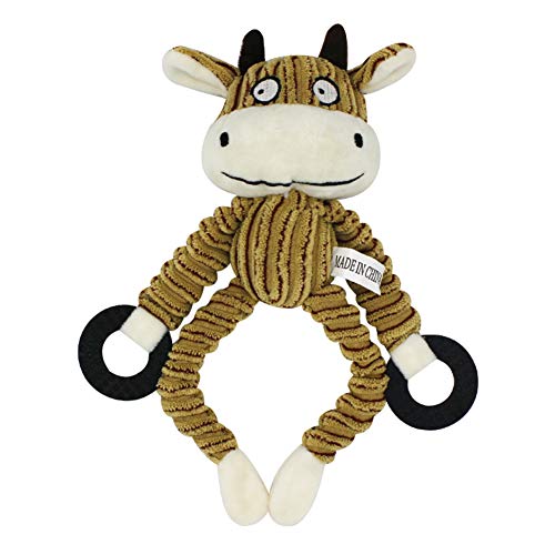 dontdo Juguete de peluche para perros y gatos que muerden y hacen ruido para mascotas, perros, gatos, lindo osito de ganado, mono de peluche, juguete de mordida interactiva, juguete de ganado