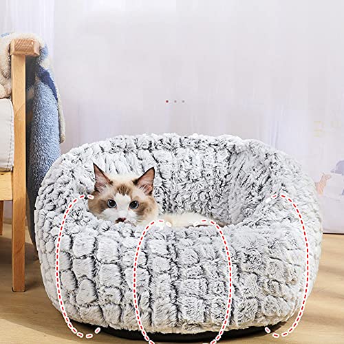 Donut cama redonda para mascotas felpa casa de confort para mascotas cama para perros suave y esponjosa cama para gatos cómoda sofá para mascotas cojín para canasta de perros blanco S：35*35*24CM