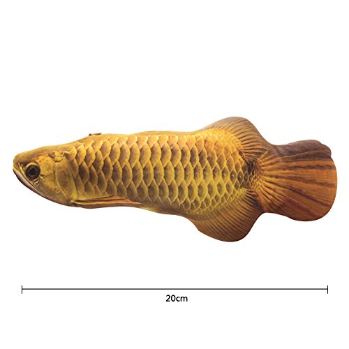 Dosige 1PCS Gato Almohadas,Juguetes de Gatos,Pez de Simulación de Felpa,Juguetes de Interior para Gatos,Juguete Dorado de Forma Arowana Size 20CM