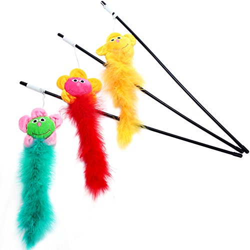 Dosige 1PCS Juguete para Gato Interactivo Cat de Juguete con Varita+Girasol+Pelusa Color al Azar Size 45.6cm