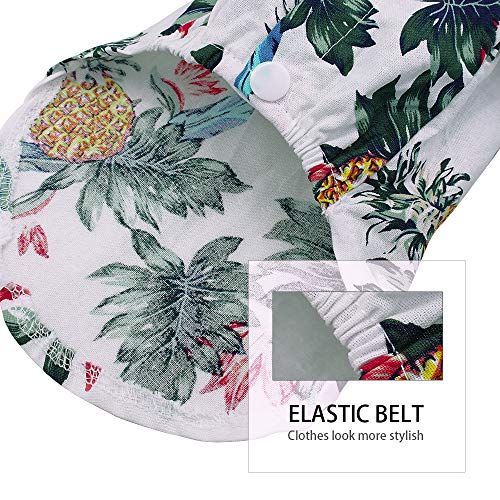 DOUDOU Pequeña Mascota del Hawaiian del Perro Camisa de Polo, Verano Impreso piña de Manga Corta Camiseta de la Playa Trajes de Chaleco Ropa,Blanco,XS