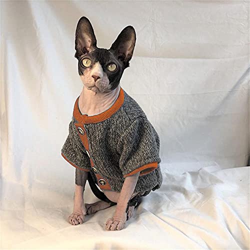 DOUJIN Chaqueta de Punto para Gato sin Pelo Cárdigan cálido Ropa de Gato Sphynx-Orange_S