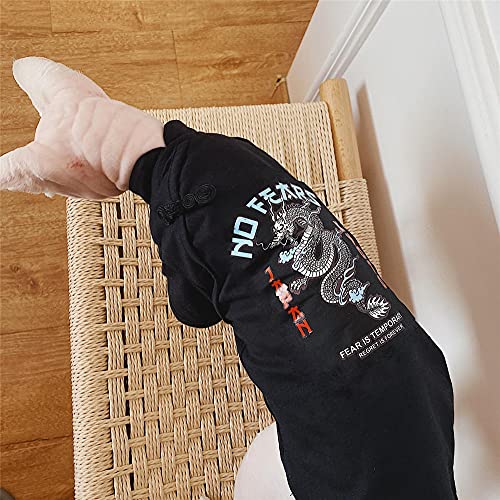 DOUJIN Sphinx Cat Clothes Camiseta de Gato Transpirable y Agradable a la Piel de algodón Puro-Negro Azul Dragon_XS