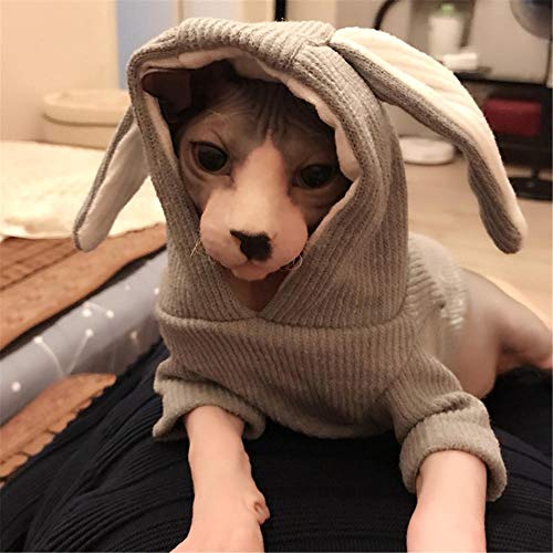 DOUJIN Sphynx/Devon Cat, Otoño e Invierno Ropa de Gato sin Pelo Orejas Abrigo-XL