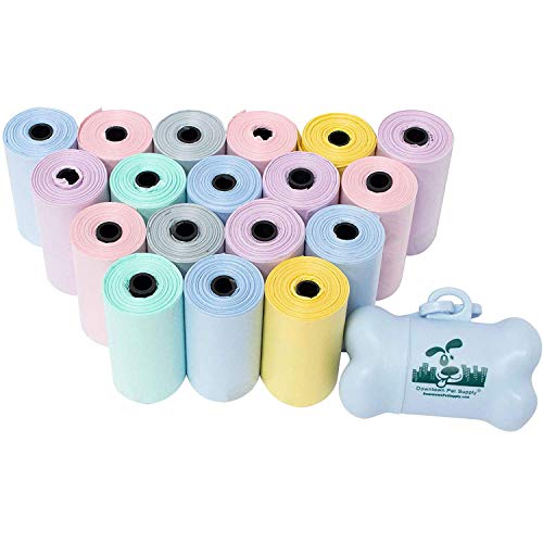 Downtown Pet Supply Bolsas de Basura para Perros sin Perfume y con Aroma a Lavanda en Pastel arcoíris con Clip de Correa y dispensador (180 Bolsas, 500 Bolsas, 1000 Bolsas)