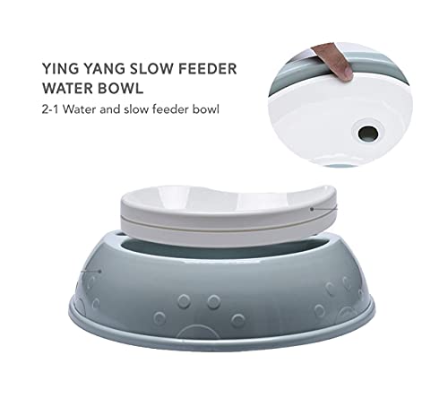 Doxie 's Premium Ying-Yang - Cuenco de agua para perros y gatos, antigoteo, sin salpicaduras, sin derrames, agua lenta y alimentador de alimentos para perros y gatos