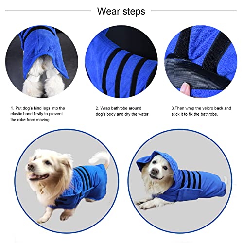DOZCA - Albornoz para Perro de Microfibra Absorbente, Albornoz Perro y Gato Grande, Mediano y Pequeño, Toallas Perro para Secar tu Mascota después del Baño, Lluvia, Natación, Toalla Perro…