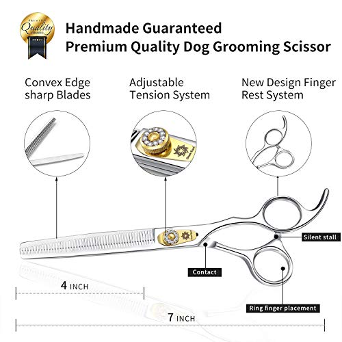 Dream Reach - Juego de tijeras profesionales de peluquería para perros en formas rectas curvas adelgazamiento/mezcla/trocear JP-440C de acero inoxidable para cortar/recortar el pelo de mascotas