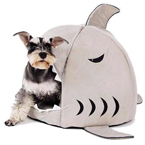 Ducomi® El Tiburón - Casa para perros o gatos acolchada con suave cojín. (Medida Media: 42 x 42 x37 cm)