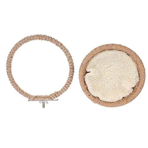 DUJIAOSHOU Nido para loros hecho a mano de cuerda de algodón y cuerda de cáñamo con soporte de fieltro de cordero para cacatúas y pájaros pequeños (cáñamo)