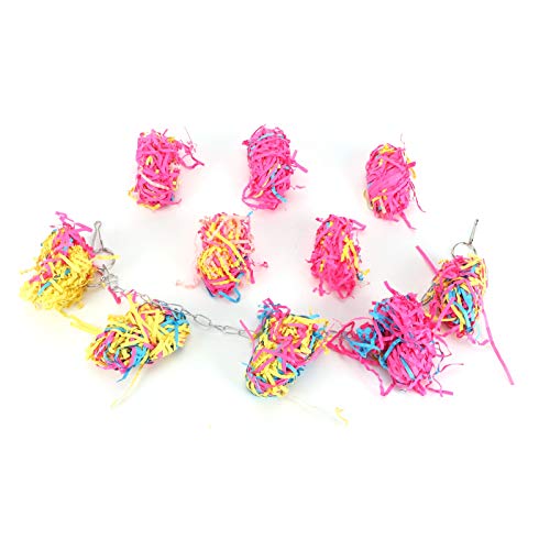 Duokon Juguete para morder pájaros, Cuerda de Papel de Arena, Juguete para Masticar pájaros, Juguete Colorido para pájaros, decoración Colgante para jaulas para Mascotas