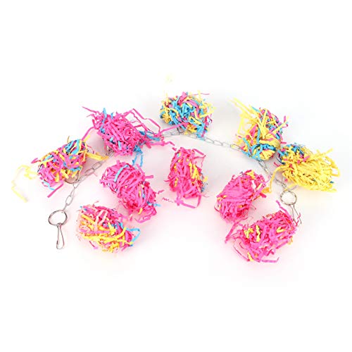 Duokon Juguete para morder pájaros, Cuerda de Papel de Arena, Juguete para Masticar pájaros, Juguete Colorido para pájaros, decoración Colgante para jaulas para Mascotas
