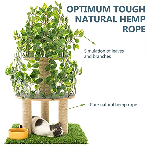 DUTUI El Gato del Bosque Rasca El Árbol Y La Torre del Gato En Tres Pisos, con Hojas Artificiales para Que El Gato Se Esconda