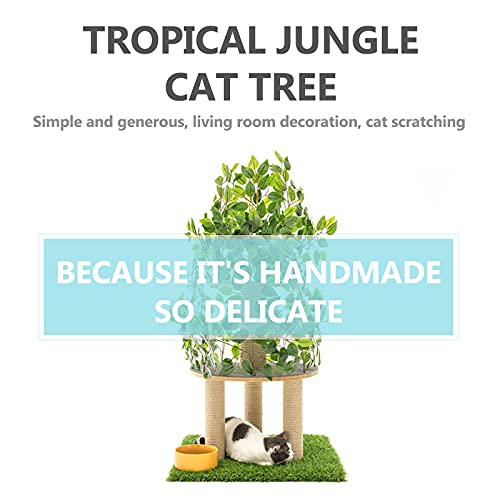 DUTUI El Gato del Bosque Rasca El Árbol Y La Torre del Gato En Tres Pisos, con Hojas Artificiales para Que El Gato Se Esconda