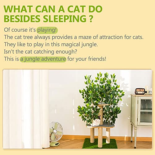 DUTUI El Gato del Bosque Rasca El Árbol Y La Torre del Gato En Tres Pisos, con Hojas Artificiales para Que El Gato Se Esconda