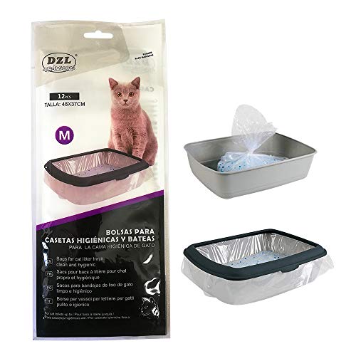 DZL 24unidades Bolsas para Bandeja arenero de Gato Bolsas para arenero de Gatos Bolsas Higiénicas para Bandejas Bolsa Caca Excrementos para Gatos (M48*37 CM)