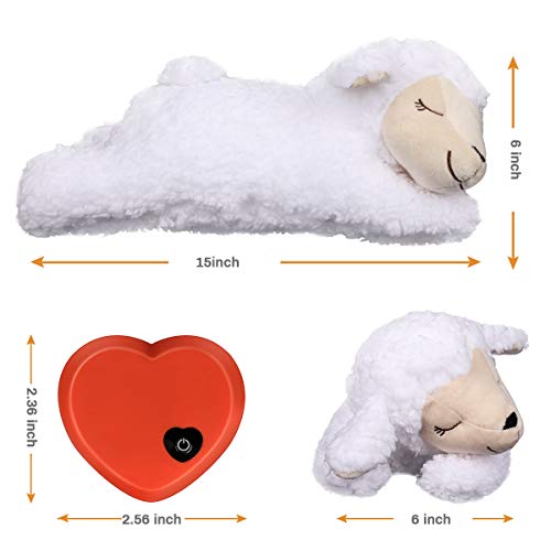 E-More Juguete De Peluche para Perros Heart Beat Puppy Behavioral Aid Toy, Cachorros Recién Nacidos Ansiedad De Separación De Ayuda para Dormir, Forma de Oveja