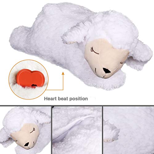 E-More Juguete De Peluche para Perros Heart Beat Puppy Behavioral Aid Toy, Cachorros Recién Nacidos Ansiedad De Separación De Ayuda para Dormir, Forma de Oveja
