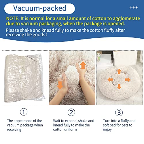 Eastlion Cama Perro Deluxe Felpa Redonda,Plush Cama Calmante Donut Gato Suave Cómoda,Nido Calentito Cojín Lavable para Mascotas Pequeña Gatos y Perros(Gris Claro-Diámetro:80 CM)