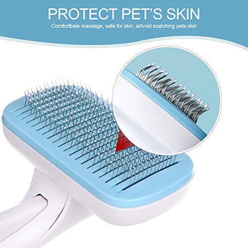 Eastlion Cepillos de Aseo Perro Gato Peine para Mascotas,Autolimpiable Eliminar el Pelo Suelto Muerto Enredos para Pelo Largo y Corto(Rosa)