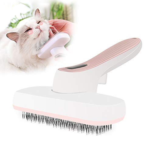 Eastlion Cepillos de Aseo Perro Gato Peine para Mascotas,Autolimpiable Eliminar el Pelo Suelto Muerto Enredos para Pelo Largo y Corto(Rosa)