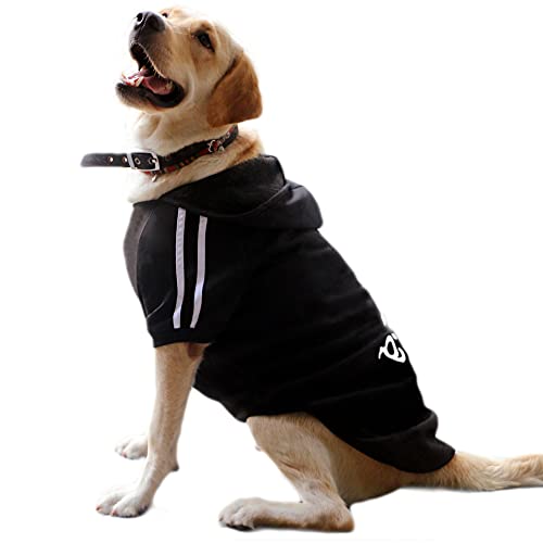 Eastlion Ropa Perro Grande,Cálido Sudadera con Capucha para Perros Algodón Suéter Chaqueta Abrigo Costume Pullover para Mascota Perro Gato (Negro,6XL)