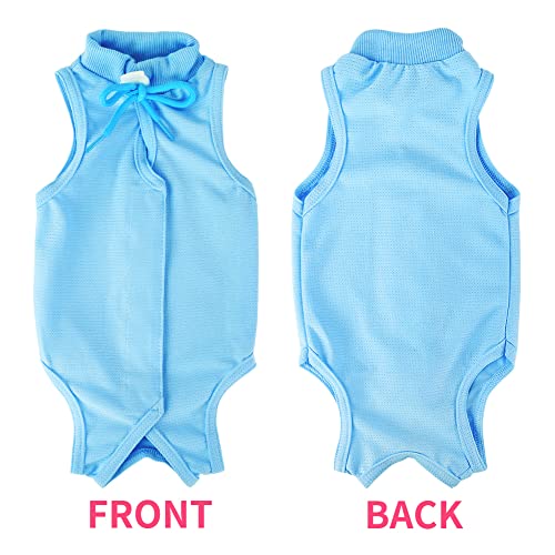 Easy Joy Traje de Recuperación Profesional para Gatos, Anti-Lamido Medical Chaleco con Pasta Magica, E-Collar Alternativa para Gatos, para Gatito Heridas Abdominales o Enfermedades de la Piel(M,Azul)