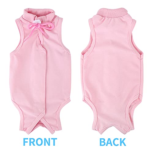 Easy Joy Traje de Recuperación Profesional para Gatos, Anti-Lamido Medical Chaleco con Pasta Magica, E-Collar Alternativa para Gatos, para Gatito Heridas Abdominales o Enfermedades de la Piel(S,Rosa)