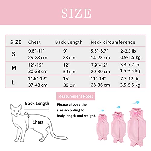 Easy Joy Traje de Recuperación Profesional para Gatos, Anti-Lamido Medical Chaleco con Pasta Magica, E-Collar Alternativa para Gatos, para Gatito Heridas Abdominales o Enfermedades de la Piel(S,Rosa)