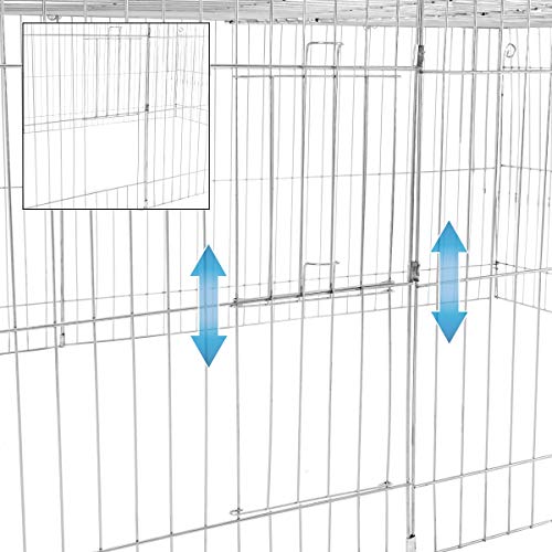 ECD Germany Parque para Animales Pequeños 212x64x113cm Recinto Exterior de Metal Galvanizado Resistente a la Intemperie Protector Solar Corredor Libre de Corral Jaula para Conejos Cobayas y Gallinas