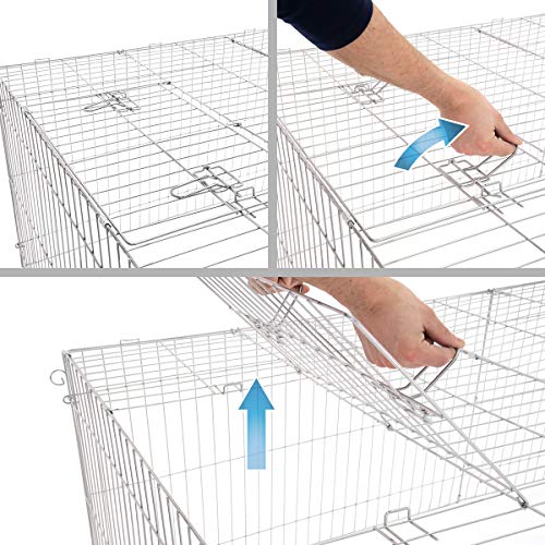 ECD Germany Parque para Animales Pequeños 212x64x113cm Recinto Exterior de Metal Galvanizado Resistente a la Intemperie Protector Solar Corredor Libre de Corral Jaula para Conejos Cobayas y Gallinas