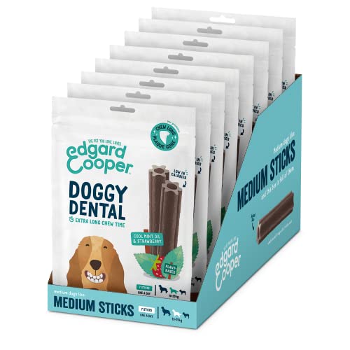 Edgard & Cooper Premios Higiene Dental Perros Medios 56 Barras Menta/Fresa, Cuidado Dental Diario bajo en calorías, Masticación Prolongada, Aliento Fresco