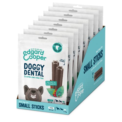 Edgard & Cooper Premios Higiene Dental Perros Pequeños 56 Barras Menta/Fresa, Cuidado Dental Diario bajo en calorías, Masticación Prolongada, Aliento Fresco