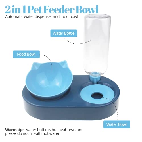 Edipets, Comedero Gato, Bebedero Gatos, Capacidad 600 ml, Antiahogo, Antideslizante, Dispensador Comida Agua, Antigoteo, Accesorios (Azul)