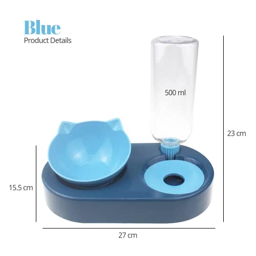 Edipets, Comedero Gato, Bebedero Gatos, Capacidad 600 ml, Antiahogo, Antideslizante, Dispensador Comida Agua, Antigoteo, Accesorios (Azul)