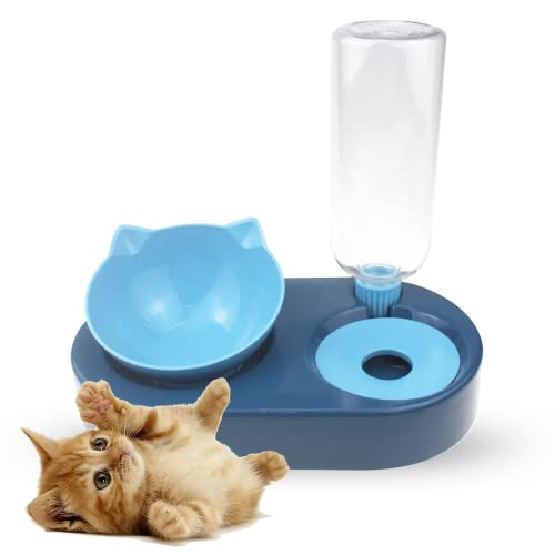 Edipets, Comedero Gato, Bebedero Gatos, Capacidad 600 ml, Antiahogo, Antideslizante, Dispensador Comida Agua, Antigoteo, Accesorios (Azul)