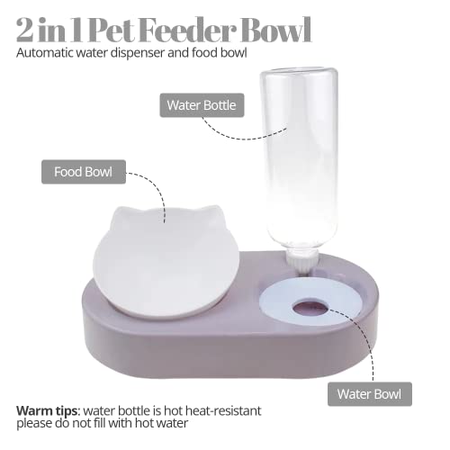 Edipets, Comedero Gato, Bebedero Gatos, Capacidad 600 ml, Antiahogo, Antideslizante, Dispensador Comida Agua, Antigoteo, Accesorios (Gris)