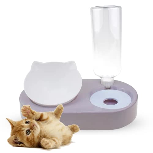 Edipets, Comedero Gato, Bebedero Gatos, Capacidad 600 ml, Antiahogo, Antideslizante, Dispensador Comida Agua, Antigoteo, Accesorios (Gris)