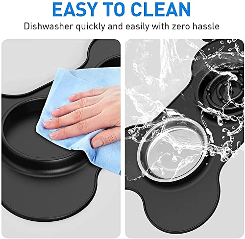 Edipets, Comedero Perro Gato y Mascotas, Bebedero Perro Gatos, Doble Plato Extraíble de Acero Inoxidable, Base de Silicona Antideslizante (Tamaño L - 700 Gr, Negro Antivoracidad)