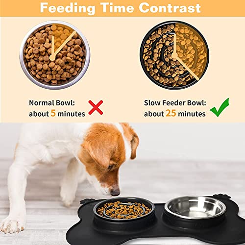 Edipets, Comedero Perro Gato y Mascotas, Bebedero Perro Gatos, Doble Plato Extraíble de Acero Inoxidable, Base de Silicona Antideslizante (Tamaño S - 300 Gr, Gris Antivoracidad)