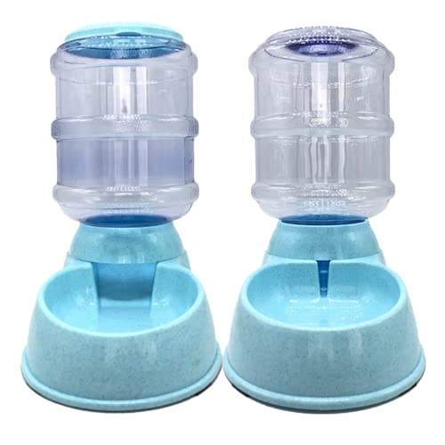 Edipets, Dispensador Gatos y Perros, Automático, Pack 2 Unidades, 2 en 1, Agua y Comida, 3.8L c/u, Comedero Bebedero Perro Gato, Alimentador y Bebedero para Mascotas (Azul)