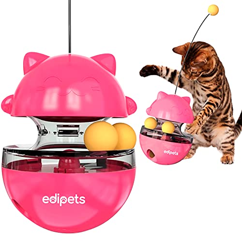 Edipets, Juguetes Interactivo para Gatos, Bola Dispensador, Alimentador de Comida, para Mascotas Pequeñas y Medianas (Rosa)