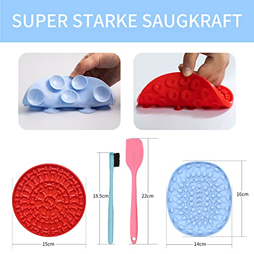 Edsvyug Almohadilla para Lamer Perros，2 Piezas Lick Mat para Perros con 1 espátula & 1 Cepillo - Dog Lick Mat Fuerte succión,Almohadilla para Lamer para el Entrenamiento de la ansiedad y Ducha