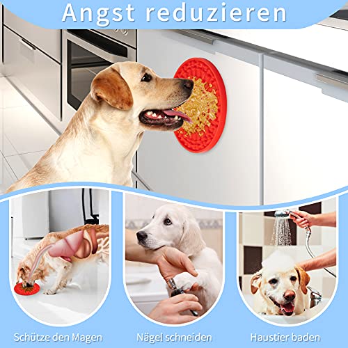 Edsvyug Almohadilla para Lamer Perros，2 Piezas Lick Mat para Perros con 1 espátula & 1 Cepillo - Dog Lick Mat Fuerte succión,Almohadilla para Lamer para el Entrenamiento de la ansiedad y Ducha