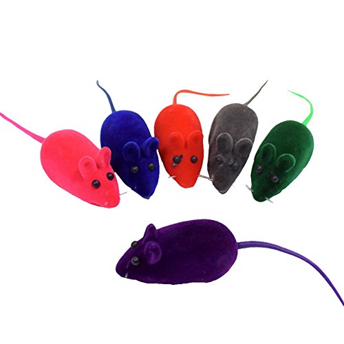 Eighty 8 piezas de juguetes para gatos ratones flocados divertidos juguetes para gatos interactivos chirriantes ratones gatitos juguetes ruidos encantador ratones falso ratón jugando juguetes al azar