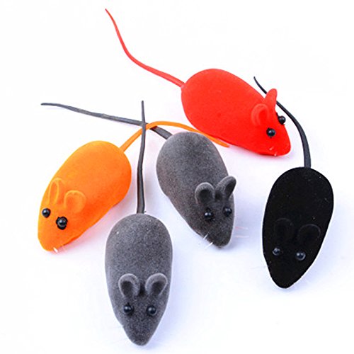 Eighty 8 piezas de juguetes para gatos ratones flocados divertidos juguetes para gatos interactivos chirriantes ratones gatitos juguetes ruidos encantador ratones falso ratón jugando juguetes al azar